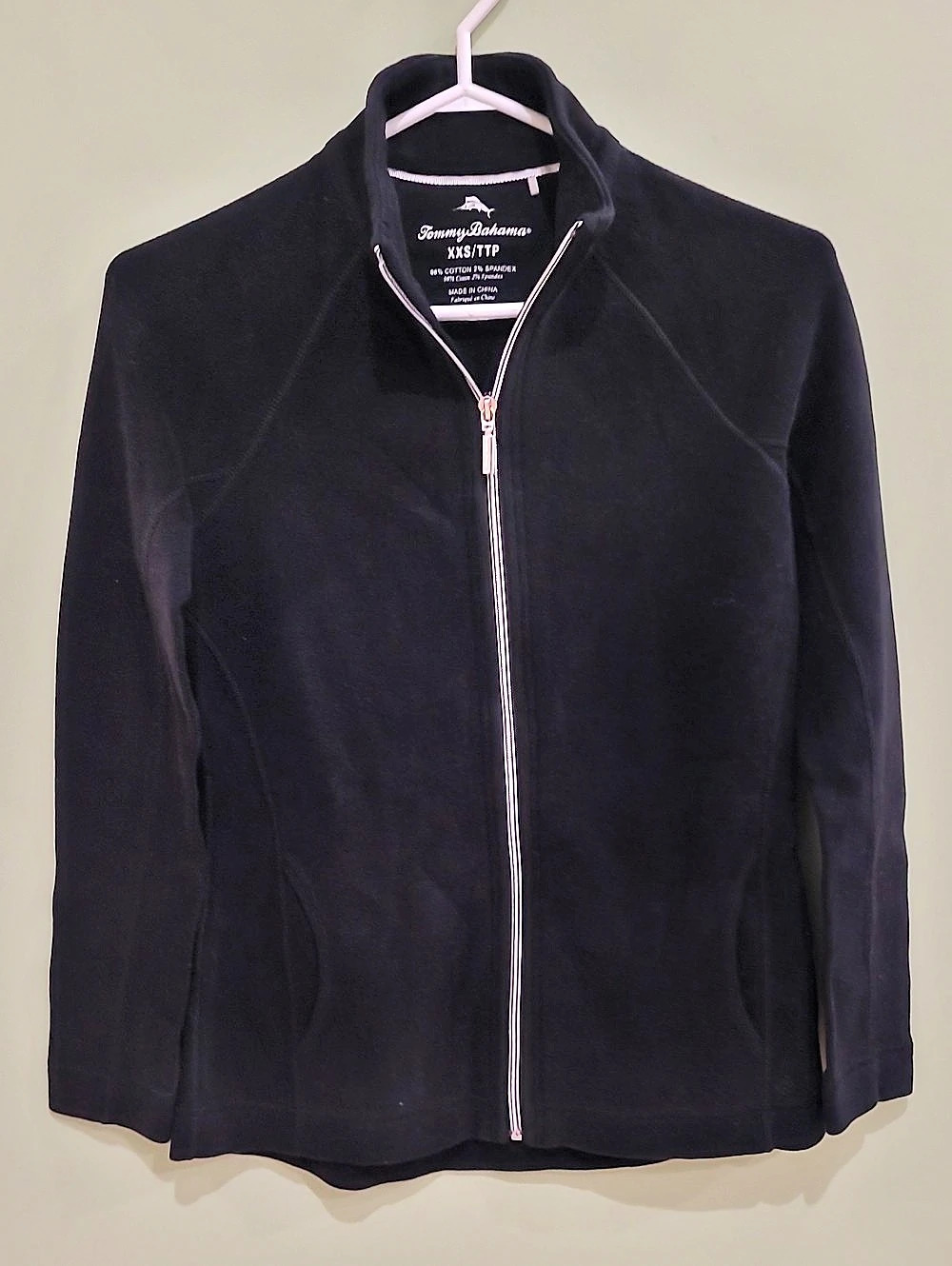 Tommy Bahama Black Cotton Zip Sweater Jacket Size XXS